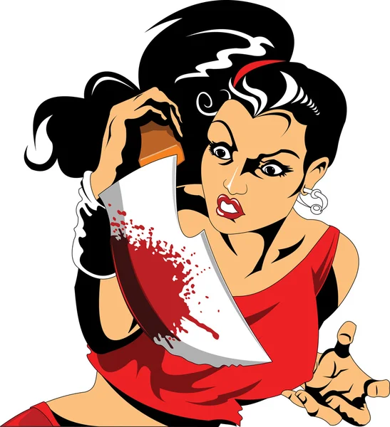红衫军用刀的女人 — 图库矢量图片