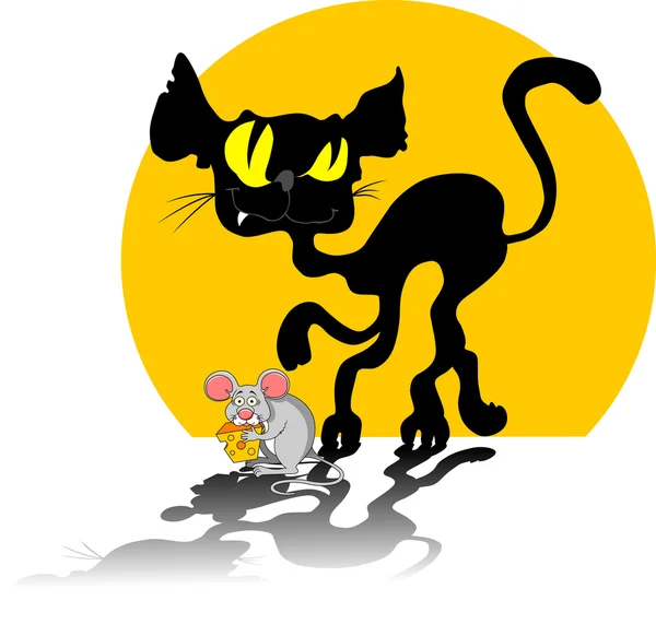 Funky šedá myš a kočka — Stockový vektor