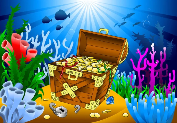 Huge treasure chest — Stock Vector