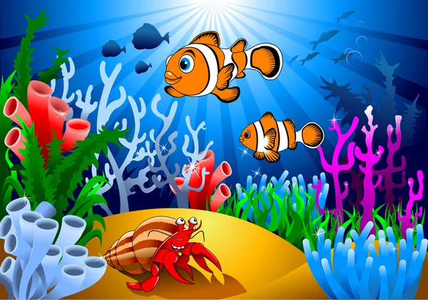 Magical underwater world — Stock Vector