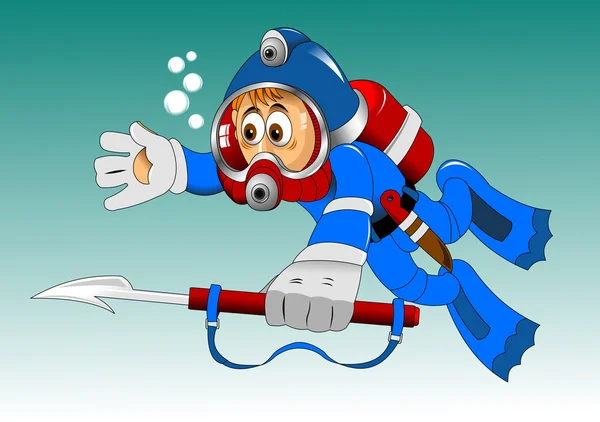Menino mergulhador de desenhos animados — Fotografia de Stock