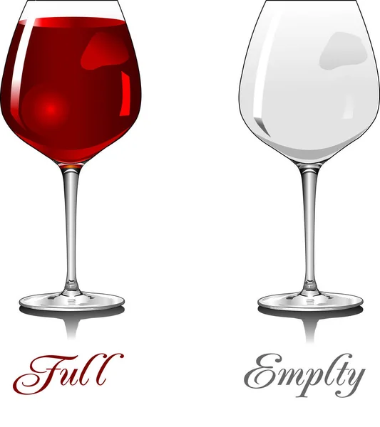 Two Identical Glasses Full Glass Empty Glass Vecto — Stock Vector