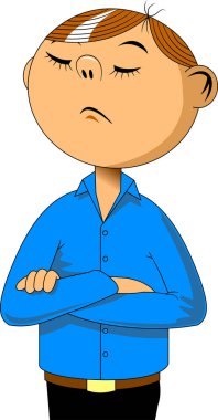 Bahar kıyafetleri içindeki kızgın çocuk, beyaz sırt grubunda izole edilmiş vektör çizimi yapıyor.