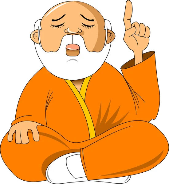 Kreslený Buddhistický Mnich Meditující Vektorový Klip Ilustrace Jednoduchými Přechody — Stockový vektor