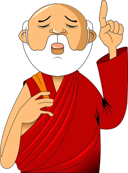 Cartoon Buddhista Monaco Meditando Vector Clip Art Illustrazione Con Semplici — Vettoriale Stock