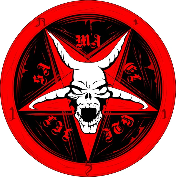Okkulte Totenkopfziege Pentagramm Auf Weißem Hintergrund — Stockvektor
