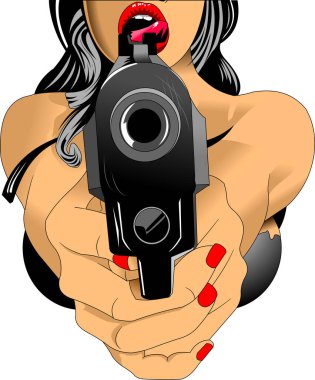 Gu 'lu siyah deri bluzlu güzel kadın.