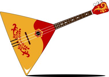 Balalaika Rus retro ulusal geleneksel müzik enstrümanı. Telli müzik aleti. Beyaz vektör karikatür çiziminde izole edilmiş