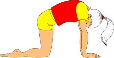 Genç sporcu jimnastik egzersizleri, vektör ve illüstrasyon yapıyor.