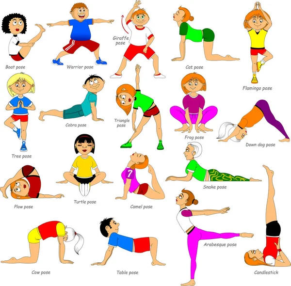 Foule Personnes Minuscules Effectuant Des Exercices Yoga Hommes Femmes Pratiquant — Image vectorielle