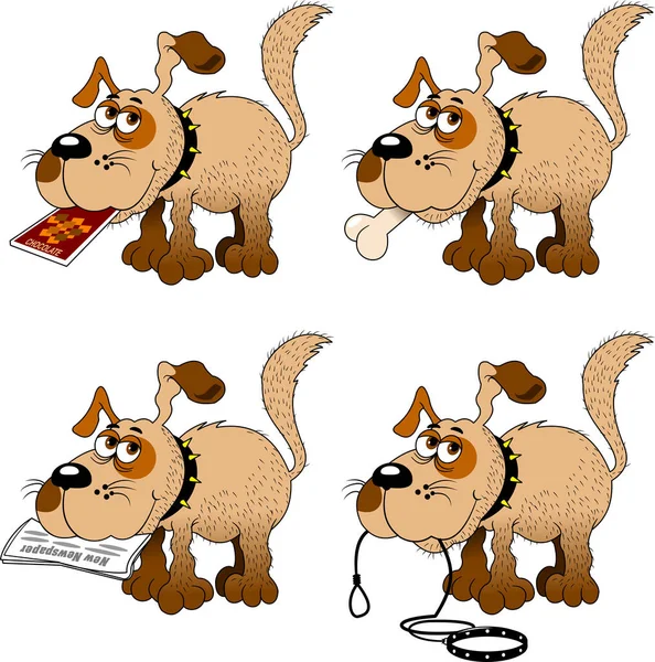 Set Van Beelden Van Grappige Vriendelijke Hond Vector Illustratie — Stockfoto