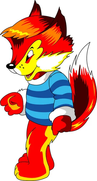 红色狐狸在温暖的冬季毛衣病媒和插图 — 图库矢量图片