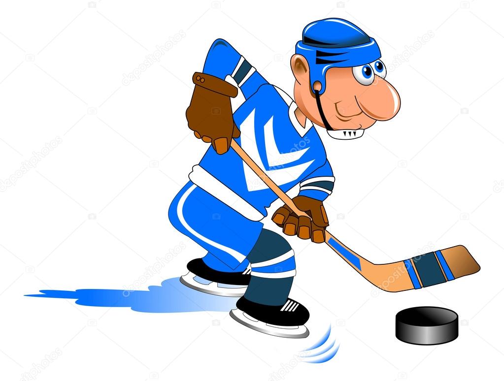 hockey player in blue