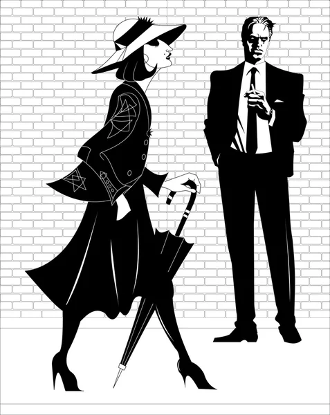 漫画女性および紳士 — ストックベクタ