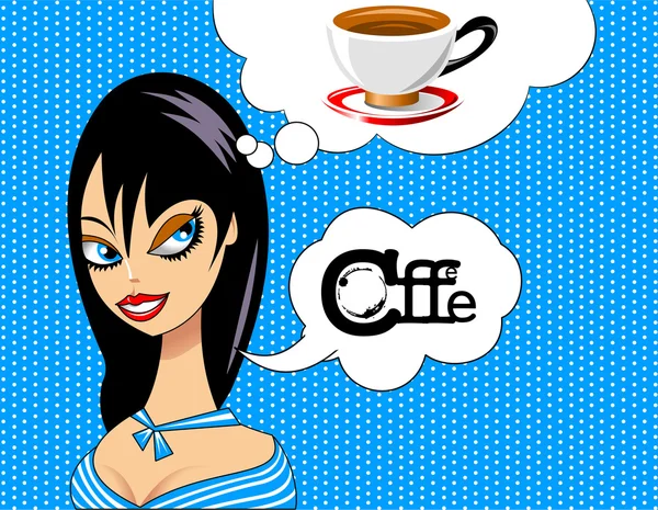 Hermosa chica con taza de café — Vector de stock