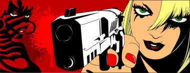 woman with black gun