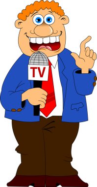 journalist in a blue suit