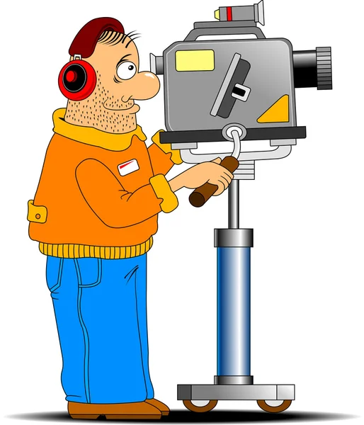 Camarógrafo filmando reportaje de TV — Vector de stock