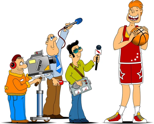 Journalists with tape recorder — Stockvector
