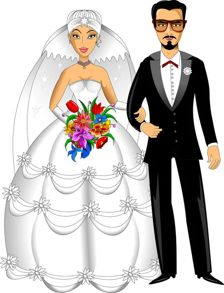 Προσκλητήριο με τη νύφη και το γαμπρό — Διανυσματικό Αρχείο