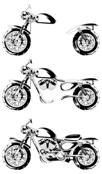 Motocicleta preta e branca vintage — Vetor de Stock