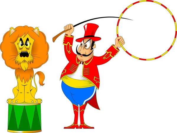 Tamer et lion au cirque — Image vectorielle