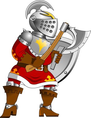 Bir balta ile kırmızı knight