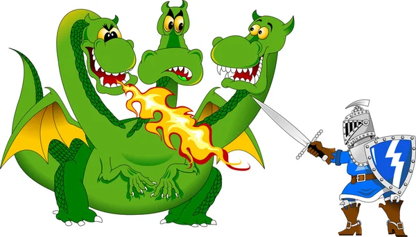 Knight attacks the Dragon — Stock Vector