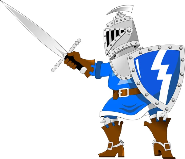 Cartoon knight with sword — Stock Vector