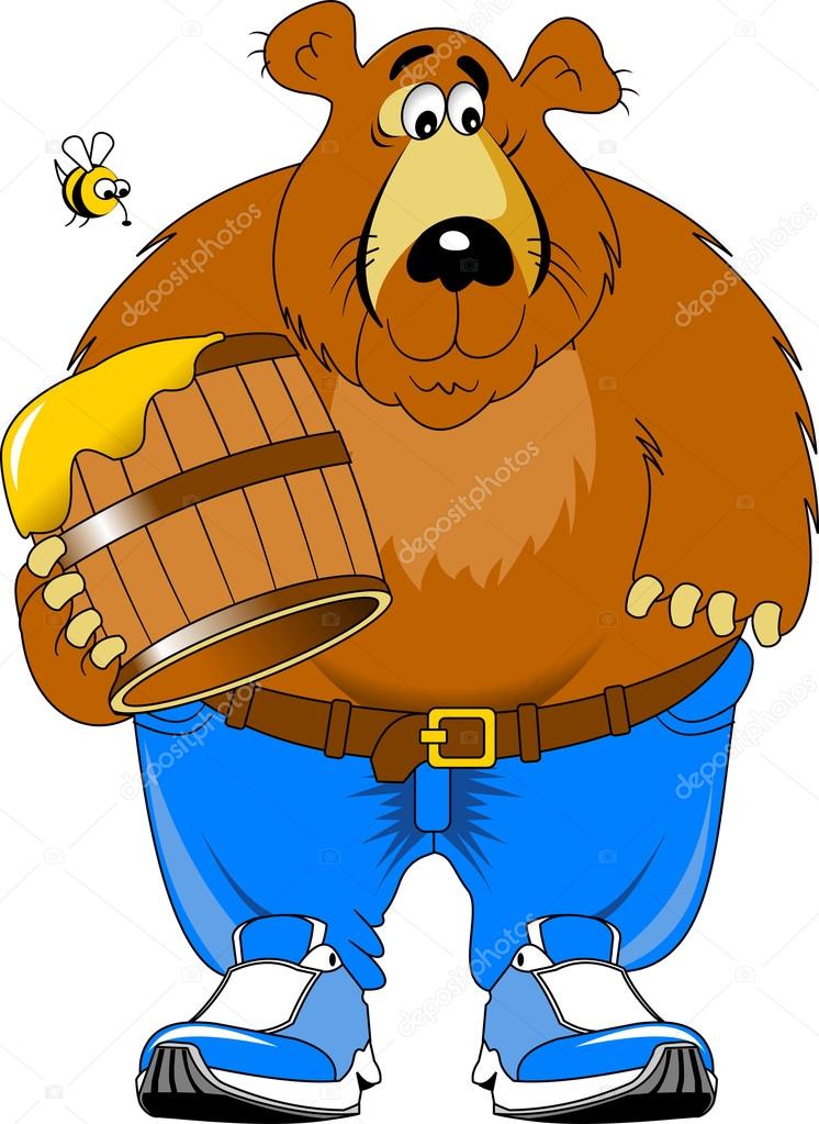 bear with a barrel of honey