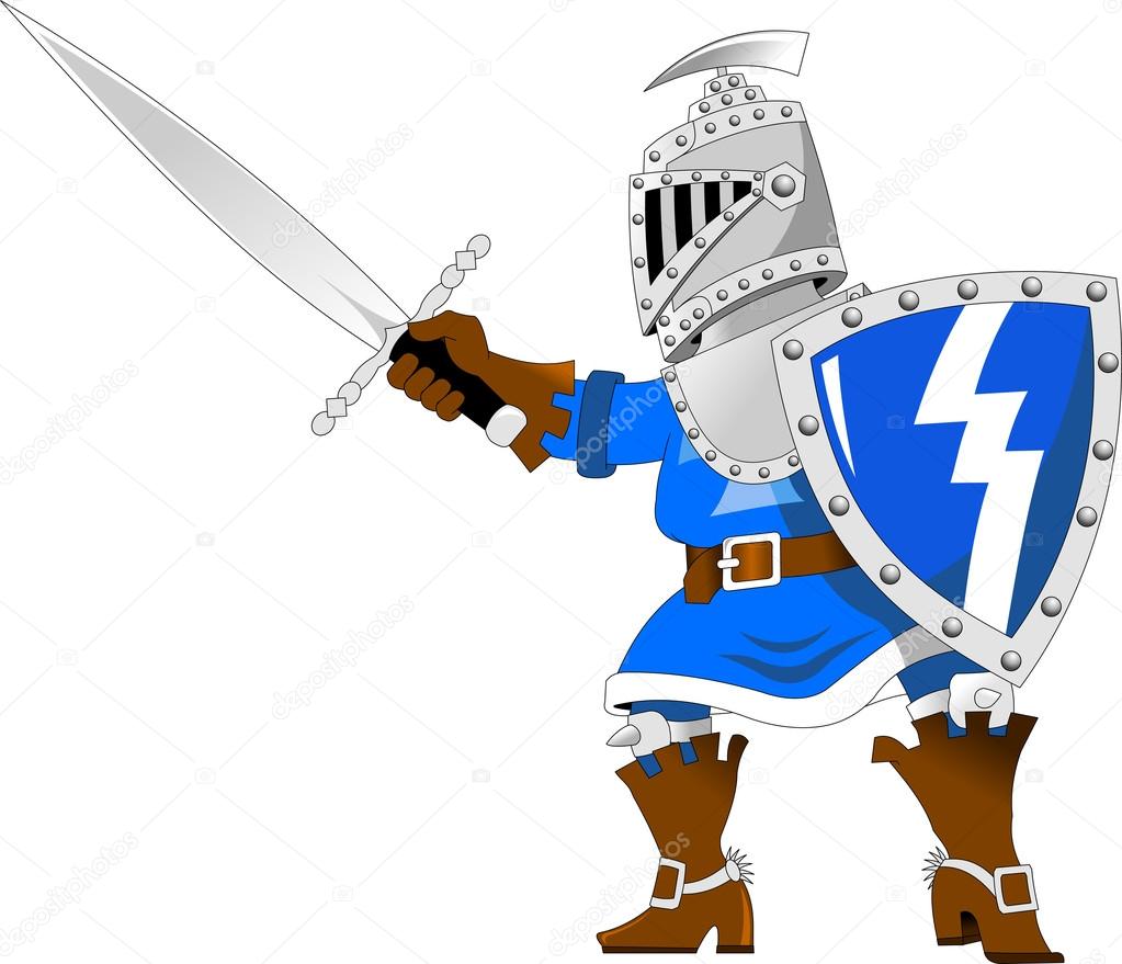 Cartoon knight with sword