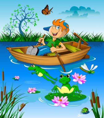 Tekne içinde küçük çocuk