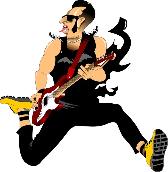 Musicien rock avec guitare — Image vectorielle