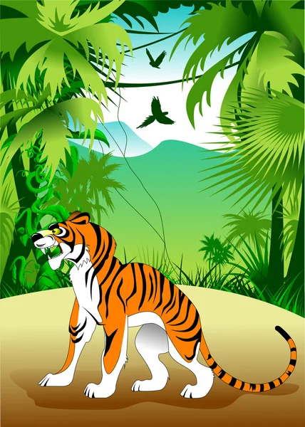 Tygrys zagniewany na luźne — Wektor stockowy