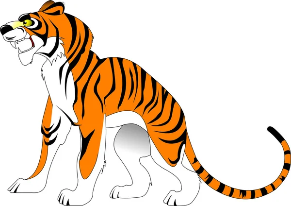 Tigre enojado sobre fondo blanco — Vector de stock