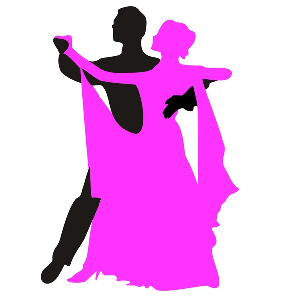 Silhouettes of people dancing the waltz — Stock Vector