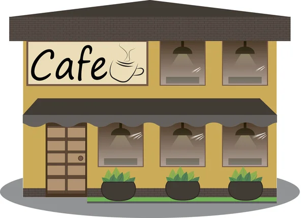Café edificio fachada. Antecedentes plano diseño vector ilustración — Archivo Imágenes Vectoriales