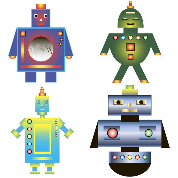 Sada barevných obrázků robota. Ikony roboti. Roboti hry. — Stockový vektor