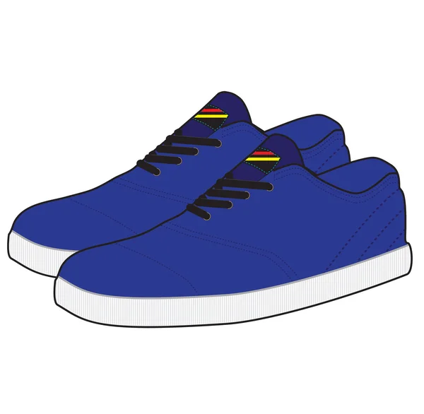 Zapatillas deportivas azules con cordones. Zapatillas deportivas . — Vector de stock
