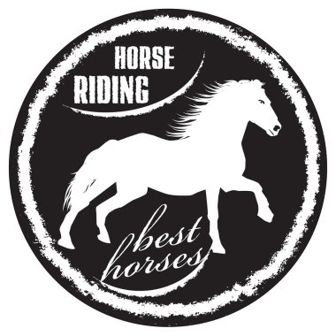 Etiket tasarımı ile el posterler, tişörtler, greeti için çizilmiş at