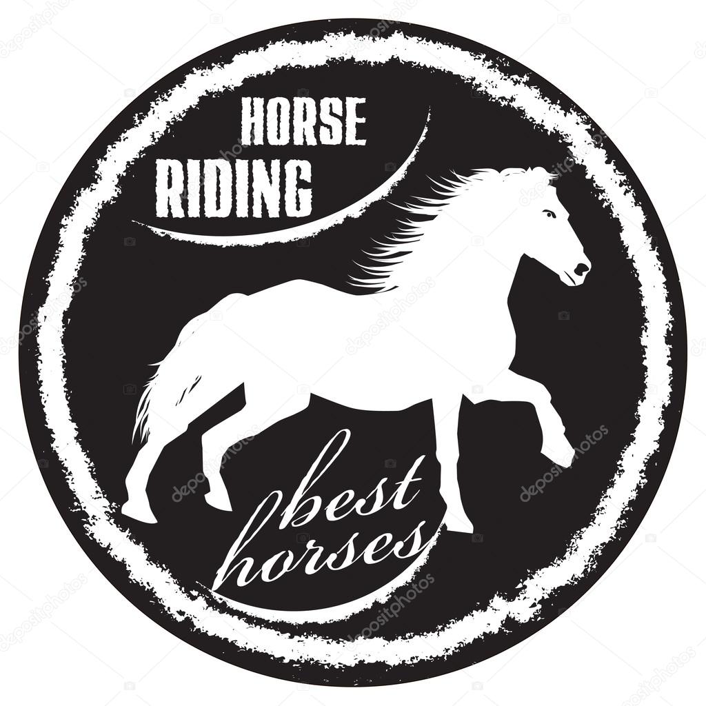 Label design with hand drawn horse for posters, t-shirts, greeting cards etc. Emblem horse riding. Best horses. Vector illustration.