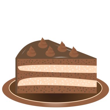 Lezzetli çikolatalı kek krem bir plaka üzerinde bir parça.