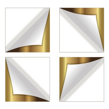 Boş kare etiketleri, metin için yer ile. Altın bir dizi.