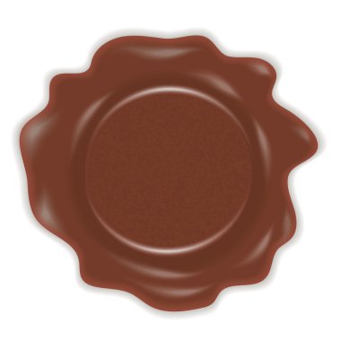 Balmumu damgası. Lastik mühür damgası ile metin veya logo için yer. Damga kahverengi balmumu. 