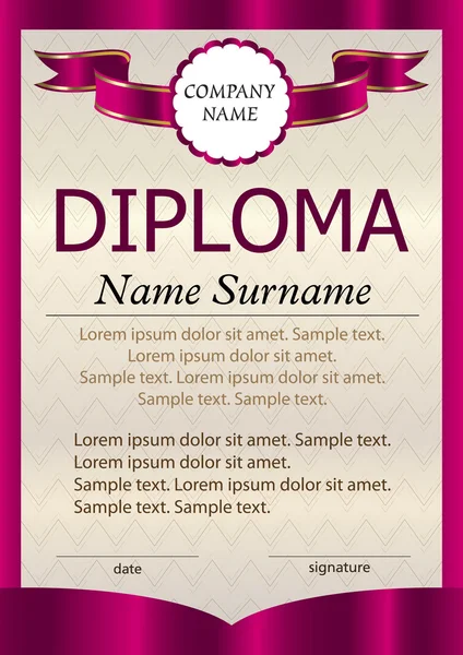 Diploma veya sertifika veya dikey şablonu. Ayrı katmanlardaki metni. Ödülü. Ödül. Yarışma kazanan.