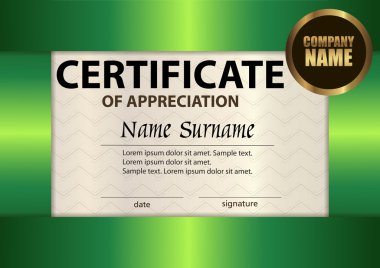 Vector certificate of appreciation template. Award winner. clipart