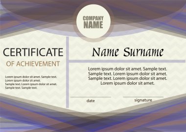 Başarı belgesi veya diploma şablonu. Yatay. 