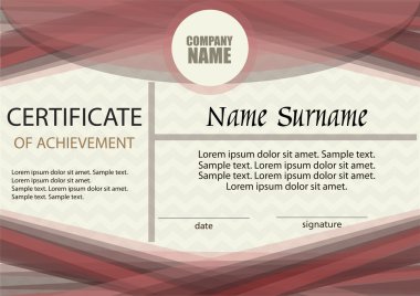 Başarı belgesi veya diploma şablonu. Yatay. 