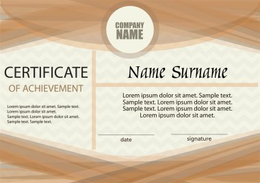 Başarı belgesi veya diploma şablonu. Yatay. 