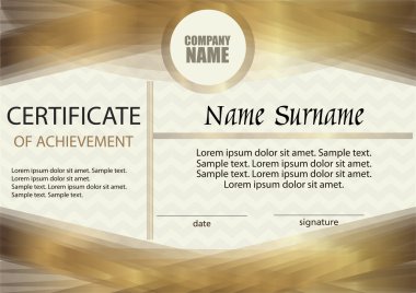 Başarı belgesi veya diploma şablonu. Yatay. 